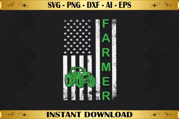 American Flag with Tractor Farmer