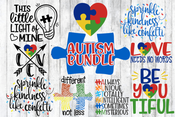 Autism Bundle 8 Designs: Graphics & T-Shirt Designs