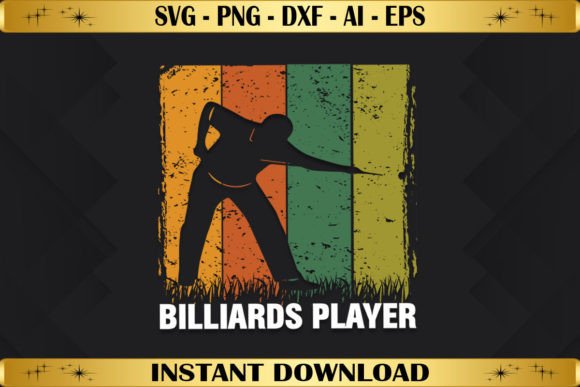 Billiards Player Retro Vintage Graphics for T-Shirt Designs