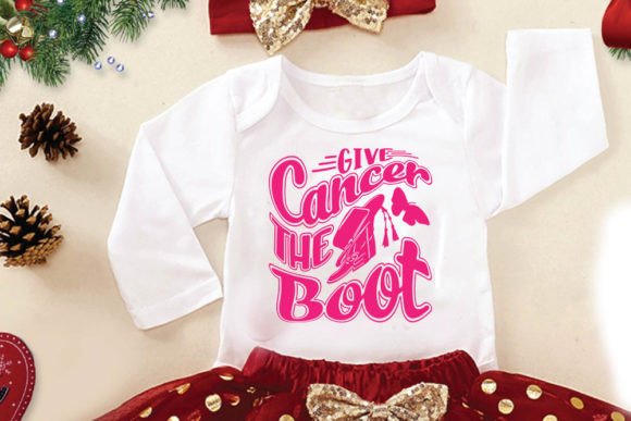 Breast Cancer T-Shirt Design: Give Cancer The Boot — Graphics & T-Shirt Designs